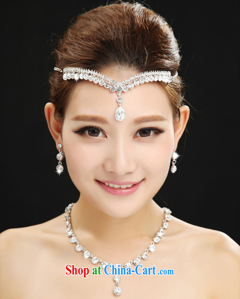 100 Ka-ming, marriages with Korean-style Crown necklace 3 Piece Set wholesale, Kit water drilling bridal jewelry white
