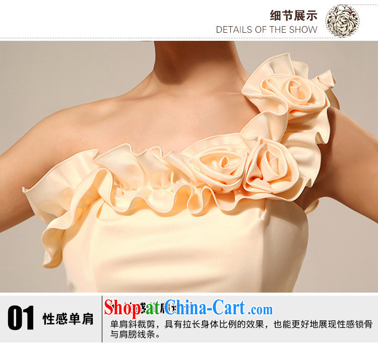 Shallow end (QM) bridal wedding single shoulder flowers stylish short, small dress bridesmaid CTX serving LF 135 champagne color XXL pictures, price, brand platters! Elections are good character, the national distribution, so why buy now enjoy more preferential! Health