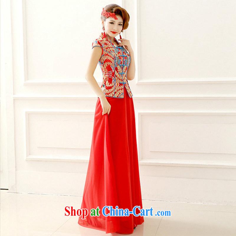 Light (at the end QM) Marriages short-sleeved sexy improved cheongsam wedding bridal replacing CTX QP 137 red XXL, shallow end, shopping on the Internet
