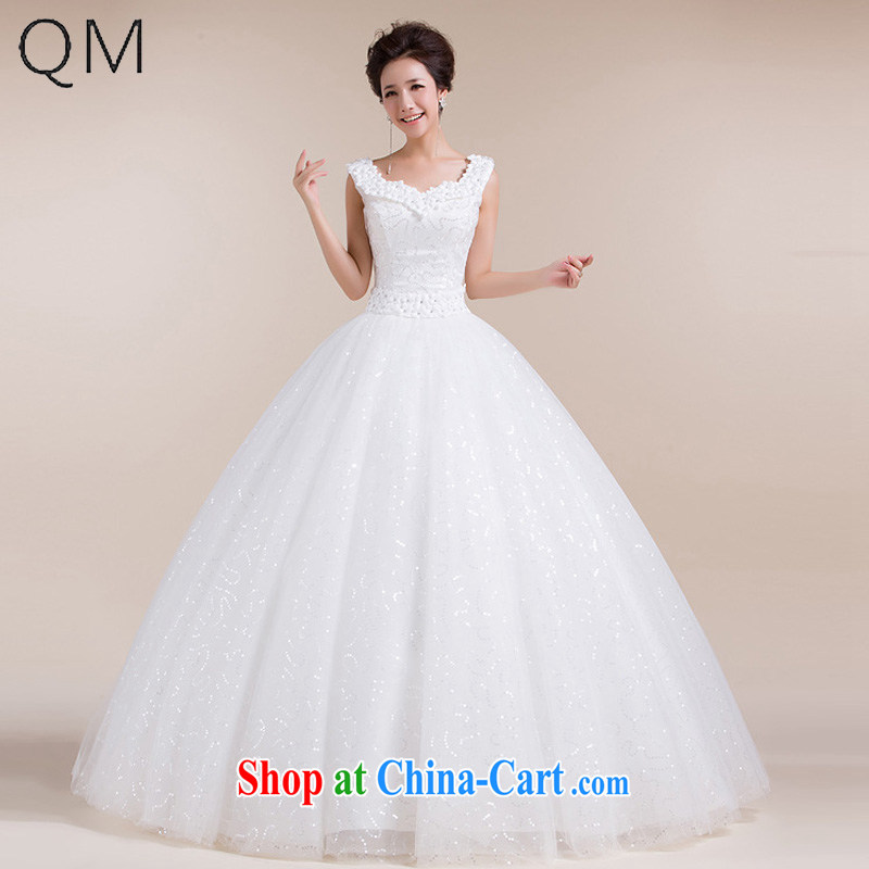 Light _at the end QM_ strap with a shoulder skirts and flowers with waist minimalist wedding dresses CTX HS 525m White XXL