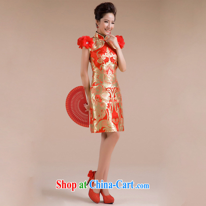 Light (at the end QM) Wedding Ethnic Wind short, cultivating marriages improved Chinese qipao CTX QP - 106 red XXL, shallow end, shopping on the Internet