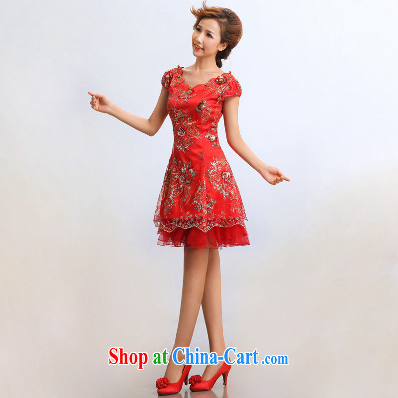 Light (at the end QM) Wedding bridal dresses summer marriages wedding dresses qipao CTX QP 15 red XXL, shallow end, shopping on the Internet