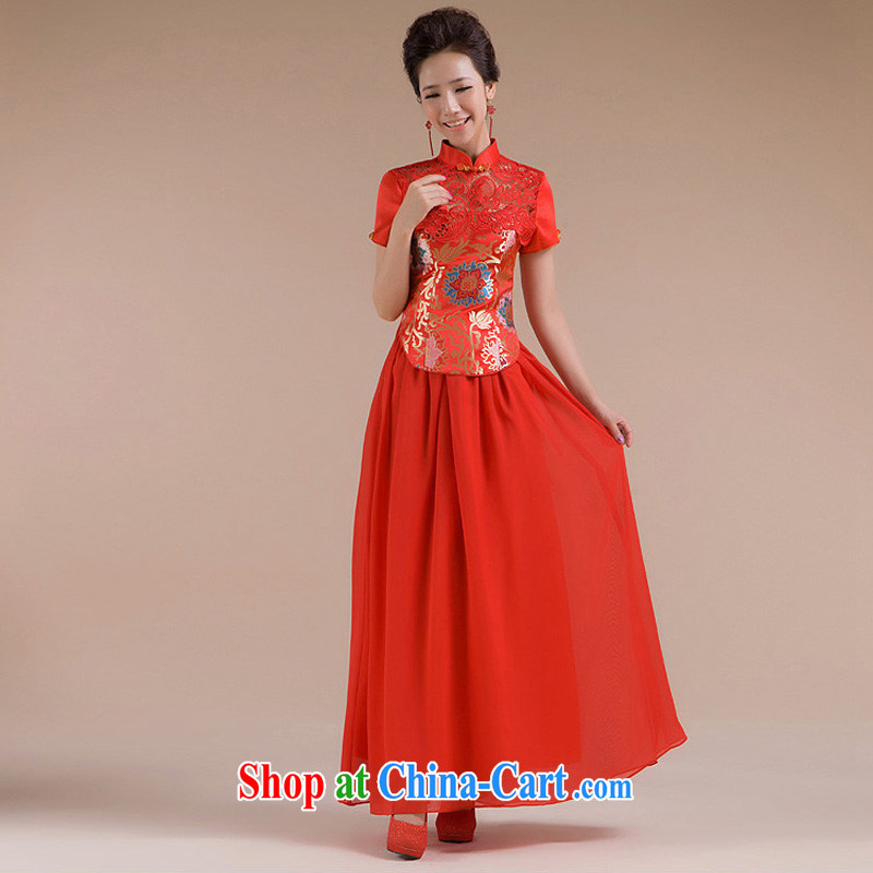 Light (at the end QM) wedding, fashionable improved red embroidery bridal wedding wedding dresses CTX QP - 101 red XXL, shallow end, shopping on the Internet