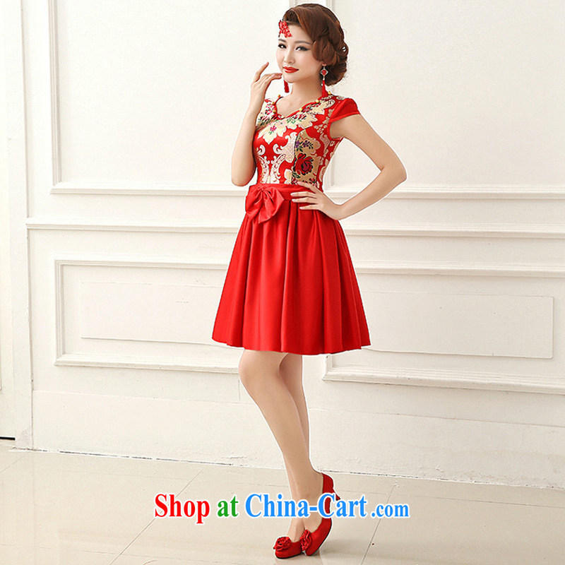 Light (at the end) QM cheongsam dress red wedding toast wedding service long-sleeved bridal replacing CTX QP 152 red XXL, shallow end, shopping on the Internet