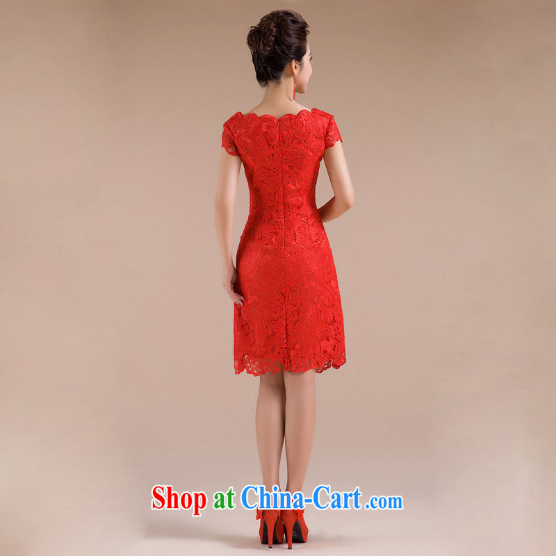 Light (at the end) QM cheongsam package shoulder short red cheongsam improved stylish lace bows serving CTX QP - 108 red XXL, shallow end, shopping on the Internet