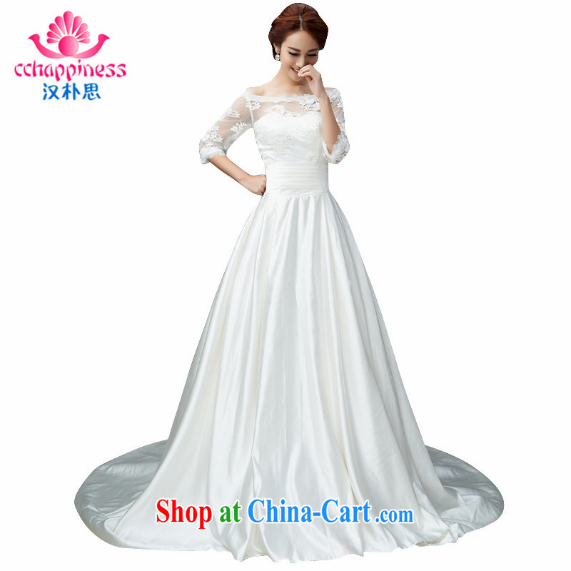 Han Park _cchappiness_ 2015 new sense of the word shoulder lace floral bridal wedding fashion A fields, as well as the wedding white XXL _7 days shipping_
