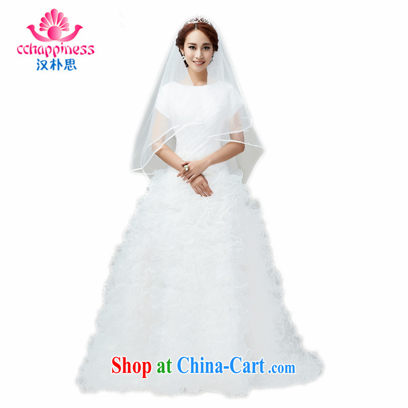 Han Park _cchappiness_ 2015 new noble conservative temperament shaggy dress bridal wedding white XL _7 days shipping_