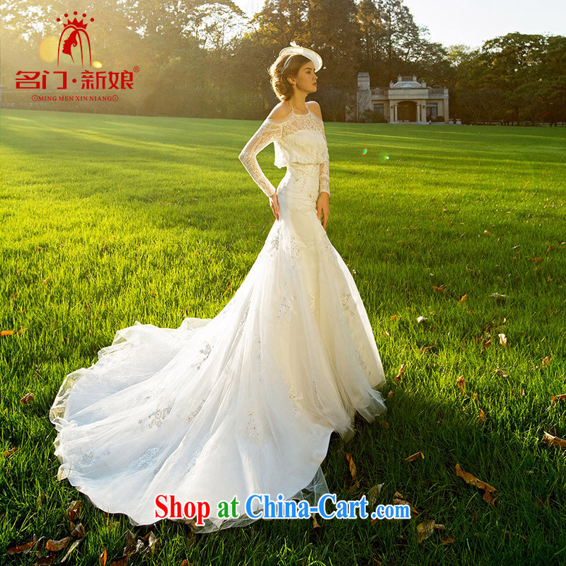 The bride's wedding dresses new 2015 winter lace crowsfoot wedding long-tail luxury 2516 L, the bride, shopping on the Internet