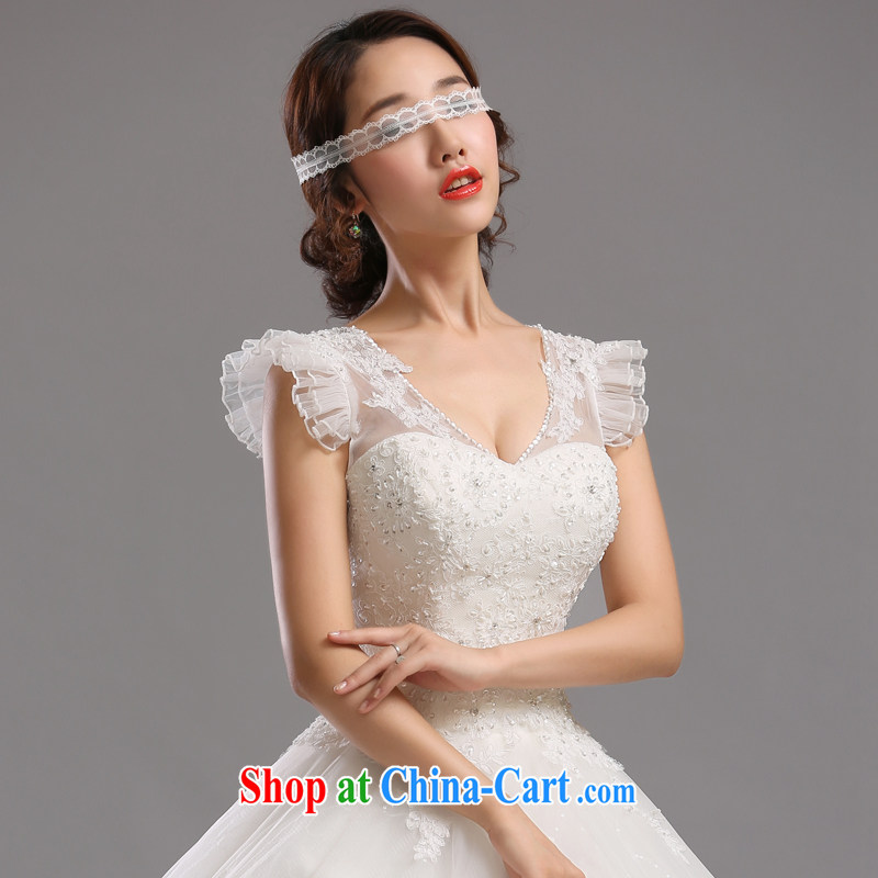 Jie MIA wedding dresses 2014 new Korean bridal wedding lace shoulders Deep V collar with shaggy dress the code strap XXL, Jake Mia, shopping on the Internet