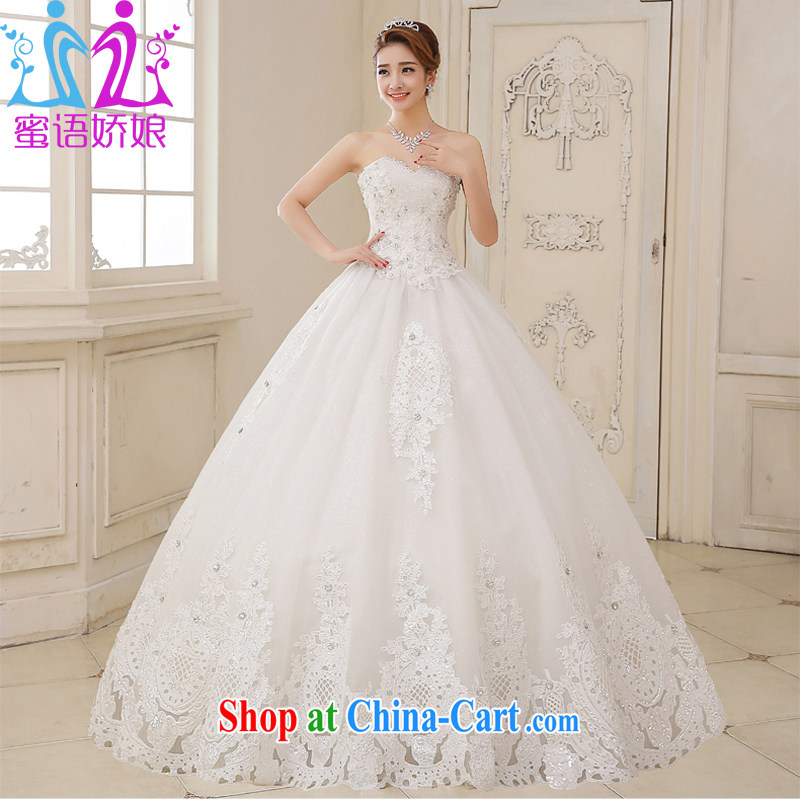 Honey, bride 2015 wedding dresses upscale bridal new Korean version with graphics thin Mary Magdalene Beauty Chest strap larger antique wood drill wedding white XXL