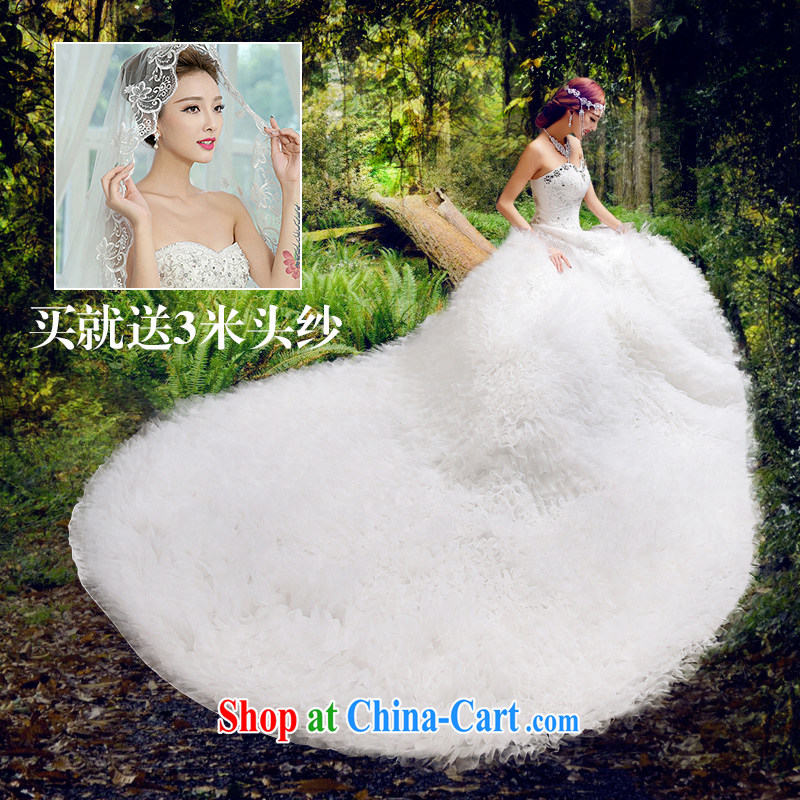 Code hang bridal 2015 spring and summer luxurious wedding long-tail wedding feather wedding new lace wedding chest bare wedding fashion strap wedding high-end custom wedding white XL, and hang Seng bridal, shopping on the Internet