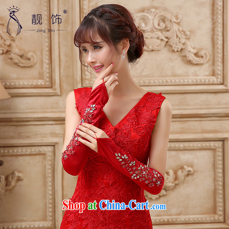 Beautiful ornaments 2015 New Red bridal gloves wedding dresses accessories accessories shadow building supplies red set long 7 107 days without reason, beautiful ornaments JinGSHi), and, on-line shopping