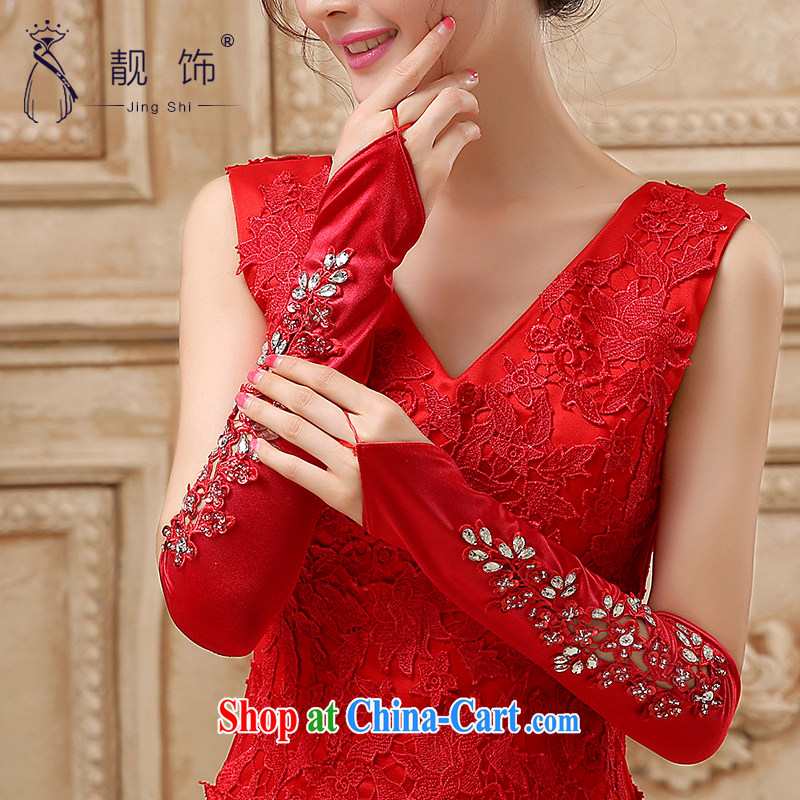 Beautiful ornaments 2015 New Red bridal gloves wedding dresses accessories accessories shadow building supplies red set long 7 107 days without reason, beautiful ornaments JinGSHi), and, on-line shopping