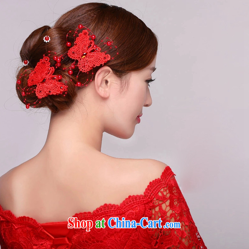 Diane M Ki bridal headdress red Korean-style manual and taking the hair accessories married Korean hair accessories butterfly hairclips jewelry red + 5 of the Kanzashi are code, Diane M-kay, shopping on the Internet