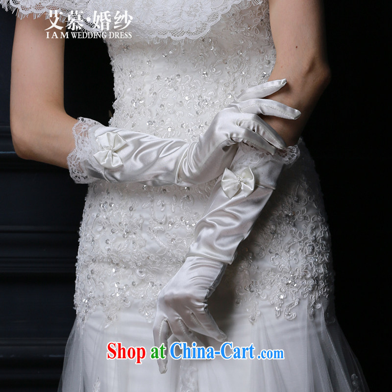 With the 2015 summer new wedding dresses advanced Satin long bow tie lace parquet fall married women gloves, AIDS, and shopping on the Internet