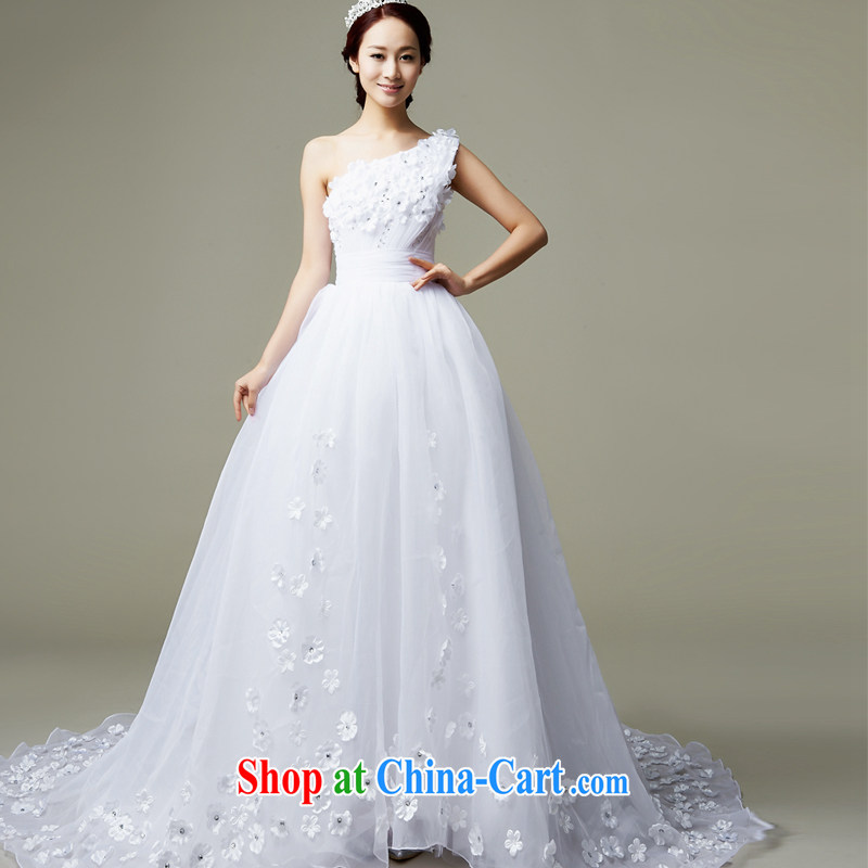 Han Park (cchappiness) 2015 new sexy single shoulder bridal wedding dream Web yarn flowers tail wedding white XXL (7 days shipping), Han Park (cchappiness), online shopping