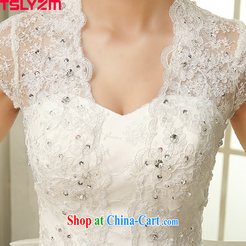 Tslyzm, Japan, and South Korea wedding elegant, for lace Openwork with skirt 2015 spring and summer new antique Palace, the wind shoulders bridal wedding dress white with shaggy wedding XXL, Tslyzm, shopping on the Internet