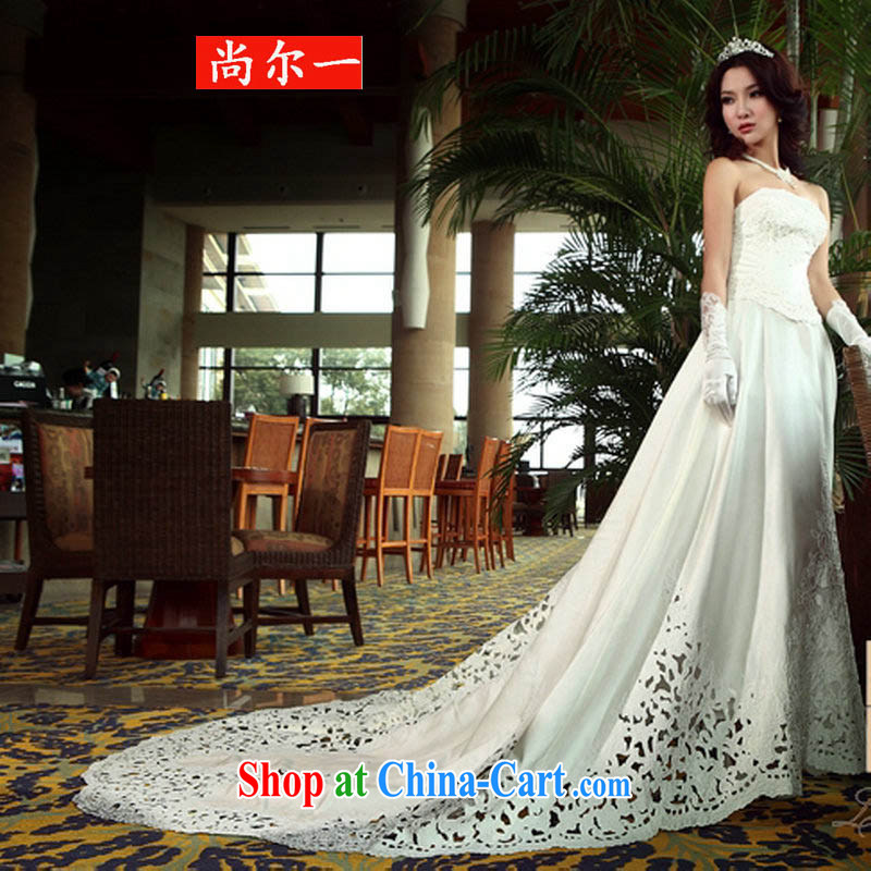 There's a Wedding-tail 2015 new Princess thick wrought-biological empty take powerful large tail bridal wedding YS 6103 white L