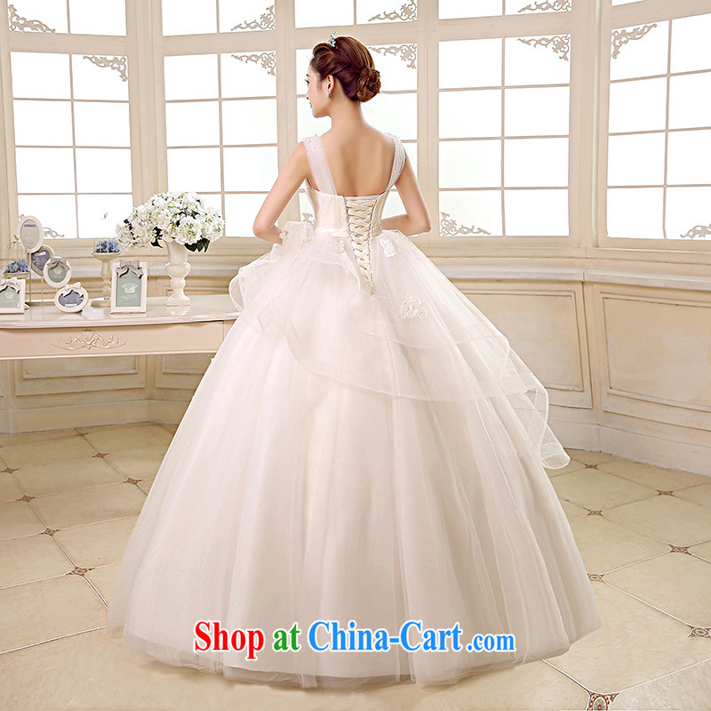 There is embroidery bridal wedding dresses 2015 spring and summer new stylish Korean double-shoulder cultivating the code graphics thin with shaggy dress white shoulders L code 2 feet 1 waist Suzhou shipping, embroidered bridal, and shopping on the Intern