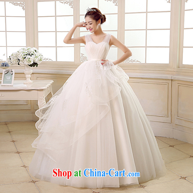 There is embroidery bridal wedding dresses 2015 spring and summer new stylish Korean double-shoulder cultivating the code graphics thin with shaggy dress white shoulders L code 2 feet 1 waist Suzhou shipping, embroidered bridal, and shopping on the Intern