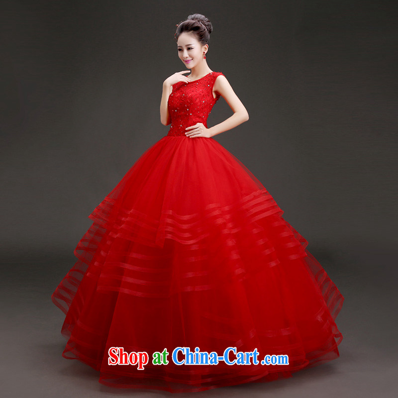 (Quakers, bride wedding dresses Korean video THIN RED wedding field shoulder shaggy dress with marriages wedding red XXL code waist 2.4 feet, and friends (LANYI), shopping on the Internet