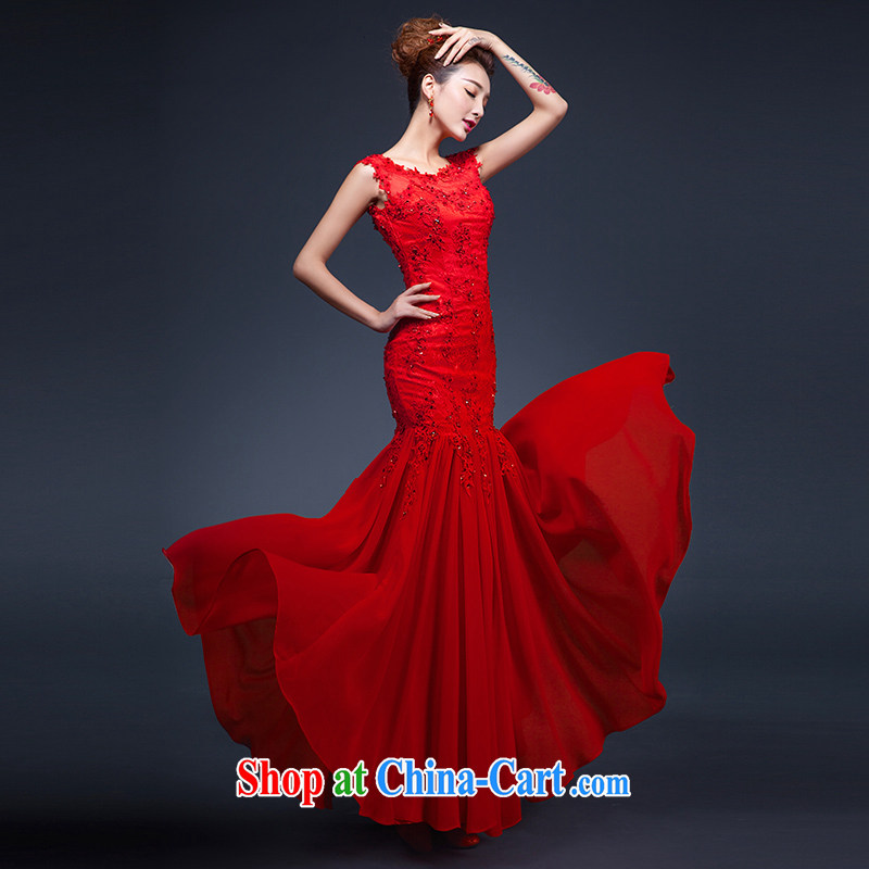 Mr. where Yu according to marriages served toast Red Beauty, dress a shoulder back exposed at Merlion dress female Red XL high-end quality