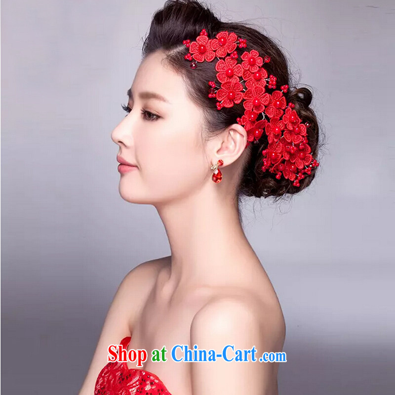(Quakers) estimated 2015 bridal wedding dresses accessories bridal dresses red head-dress earrings wedding dresses and flower-su earrings accessories head-dress, and friends (LANYI), shopping on the Internet