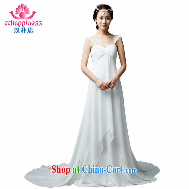 Han Park _cchappiness_ 2015 new strap with a waist goddess beach clean the tail vertical white dress white XL lightning shipping