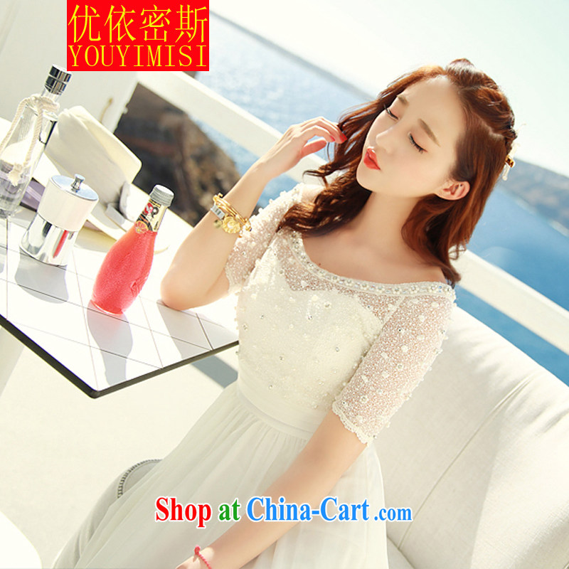 OPTIMIZED IN ACCORDANCE WITH THE 2015 lace snow woven dresses nails Pearl bohemian long skirt video thin resort beach long skirt white XL, optimize according to the (YOUYIMISI), and, on-line shopping