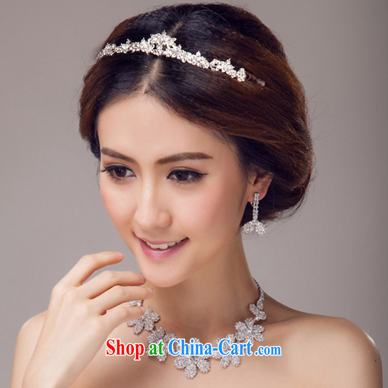 (Quakers) estimated 2015 bridal wedding dresses accessories Korean bridal headdress Crown necklace earrings 3 piece bridal jewelry wedding dresses accessories 3 piece set, and friends (LANYI), online shopping