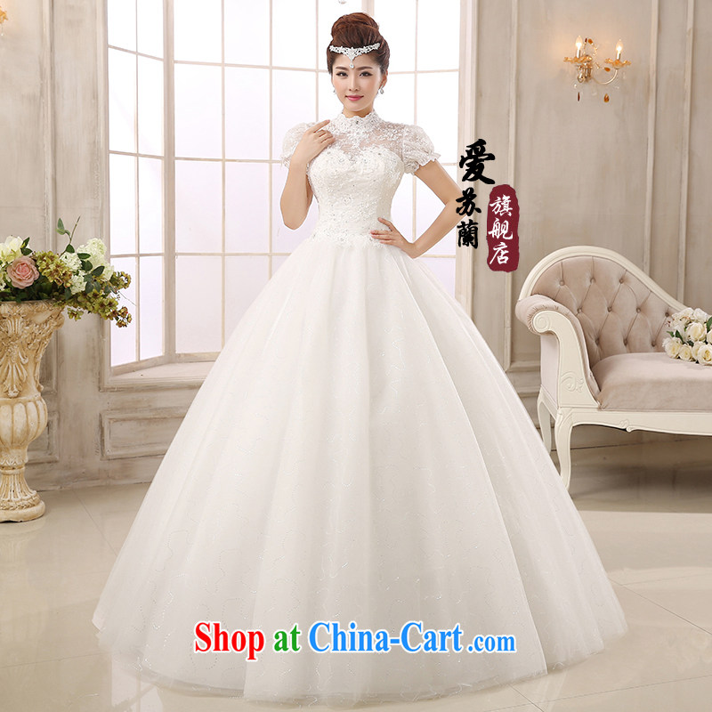 New wedding Korean style with bare chest wedding dresses Korean sweet Princess shaggy dress wedding stars with wedding field shoulder wedding white XXL