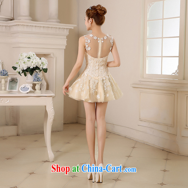 2015 new spring and summer bridesmaid clothing dresses and stylish small dress bridesmaid's sister dress flower dress short performances, serving the people dress girls the betrothal service champagne color XL, where a plume, and shopping on the Internet