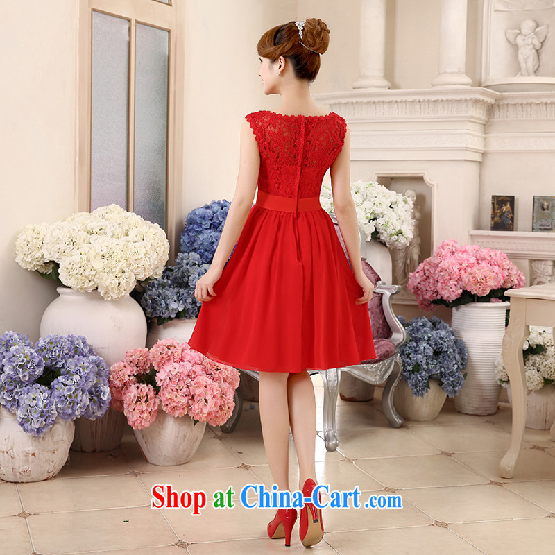 wedding dresses new 2015 summer bridesmaid dress high waist pregnant small dress Red double-shoulder dress short, large, thick MM bridal dresses serving toast red XL, where Yu, and shopping on the Internet