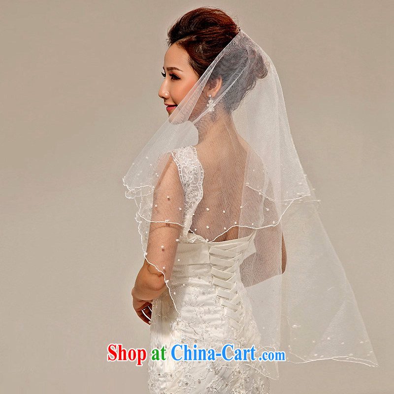 (Quakers, bride's wedding dresses with Korean pearls and yarn 1.5 M Korean head yarn shadow floor wedding supplies, and friends (LANYI), shopping on the Internet