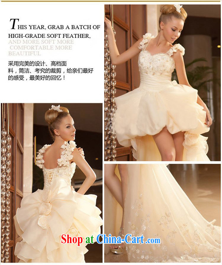 Tslyzm Korean wedding dress short shaggy brides with the Princess, the short, the long-tail wedding dress champagne color XXL pictures, price, brand platters! Elections are good character, the national distribution, so why buy now enjoy more preferential! Health