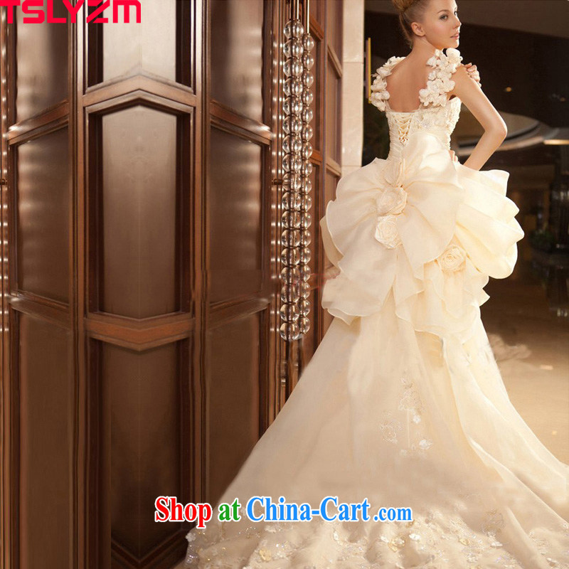 Tslyzm Korean wedding dress short shaggy brides with the Princess, the short, the long-tail wedding dress champagne color XXL, Tslyzm, shopping on the Internet