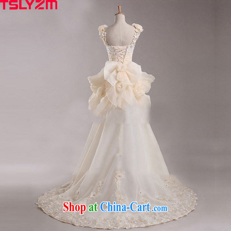 Tslyzm Korean wedding dress short shaggy brides with the Princess, the short, the long-tail wedding dress champagne color XXL, Tslyzm, shopping on the Internet