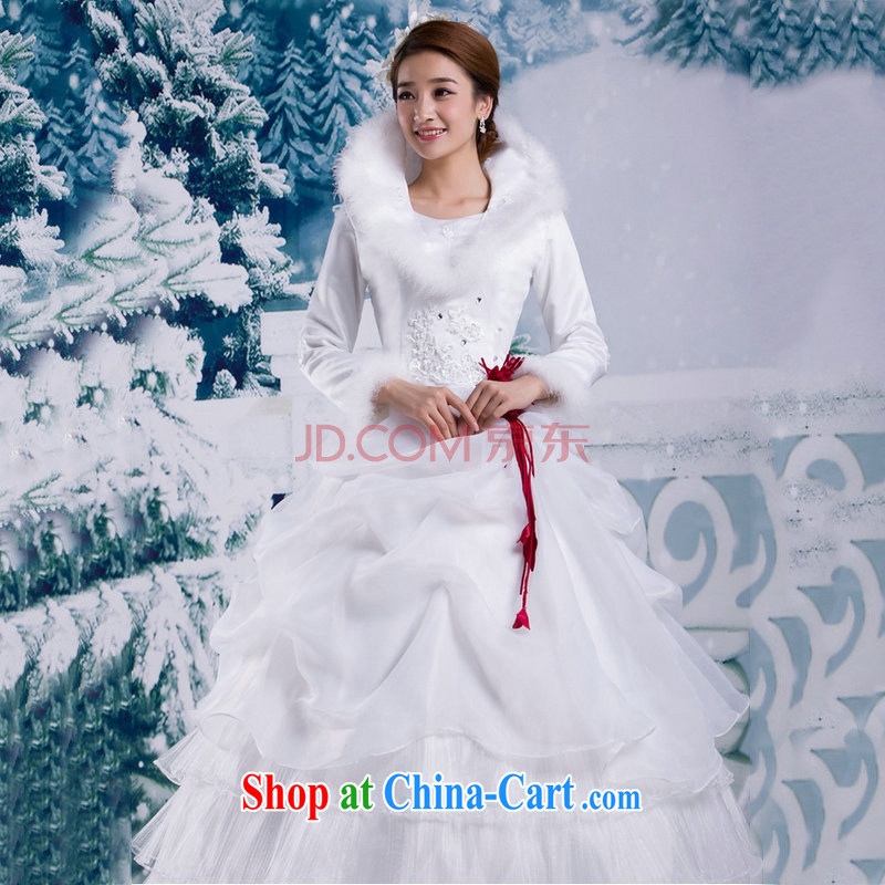 Optimize Hung-winter wedding Korean winter long-sleeved wool collar thick winter, cotton wedding YSB 1133 white XXL, optimize, and shopping on the Internet