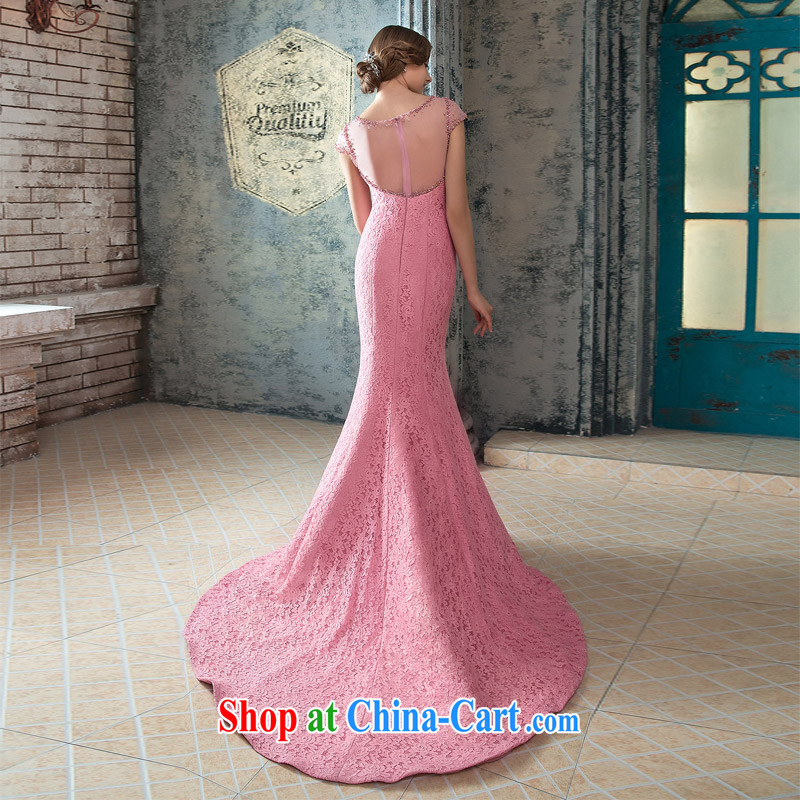 The bride's wedding dresses elegant dresses at Merlion peach pink dinner serving small tail lace 423 pink S, the bride, shopping on the Internet
