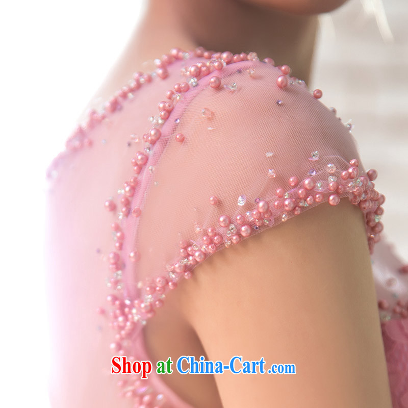 The bride's wedding dresses elegant dresses at Merlion peach pink dinner serving small tail lace 423 pink S, the bride, shopping on the Internet