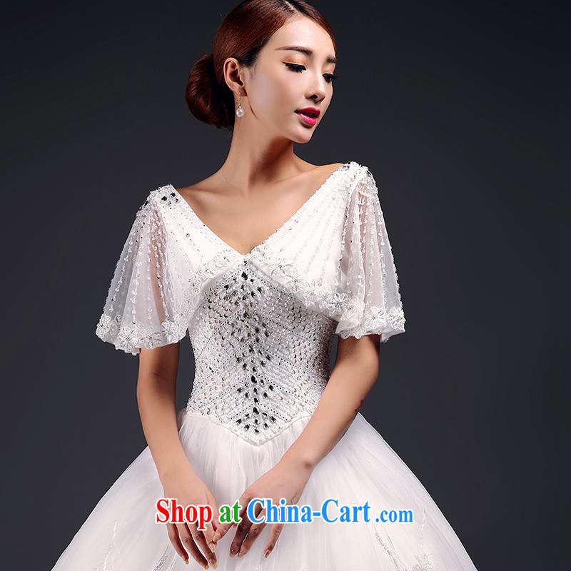 Where, in accordance with feathers winter 2015 new alignment to wedding dresses Korean water drilling V collar package shoulder lace bridal wedding white XL, where Yu, and shopping on the Internet