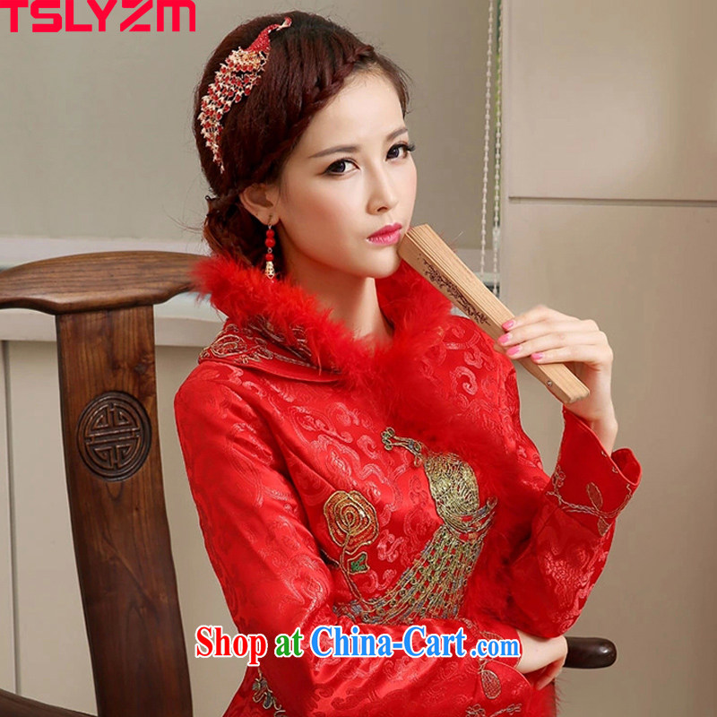 Tslyzm bridal dresses costumes HAIR ACCESSORIES water drilling Phoenix Peacock red-combing international marriage crystal comb red Tslyzm, shopping on the Internet