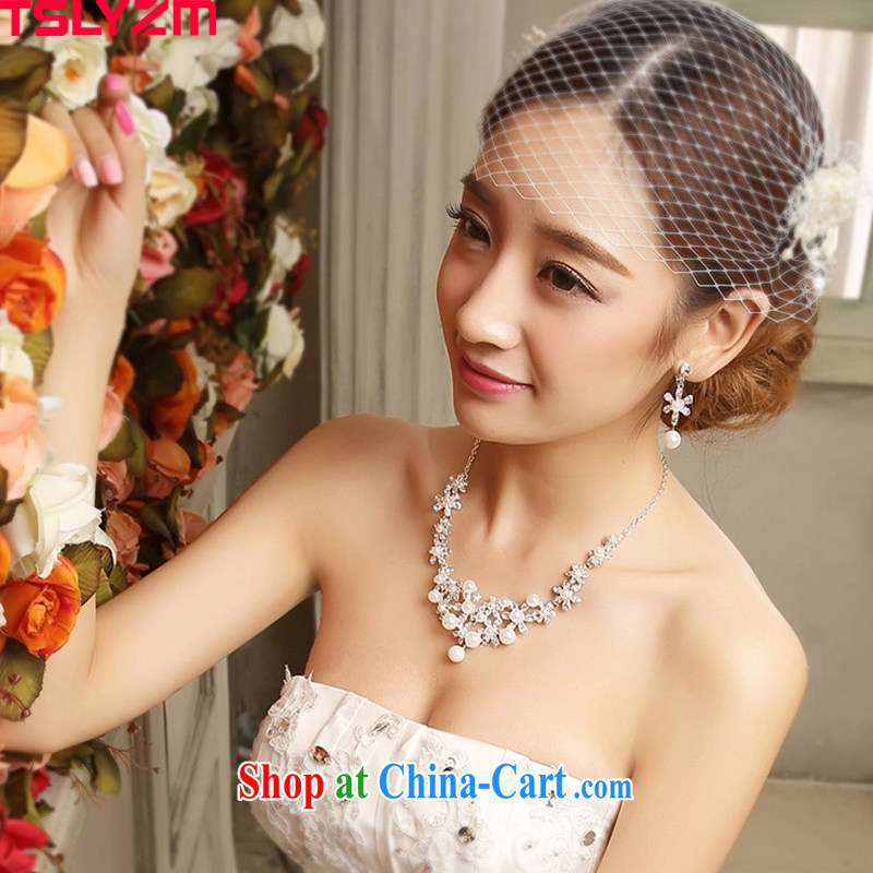 Tslyzm bridal tiaras necklace earrings 2-Piece Korean Pearl hair accessories wedding jewelry jewelry Kit 2015 new spring and summer white, Tslyzm, shopping on the Internet