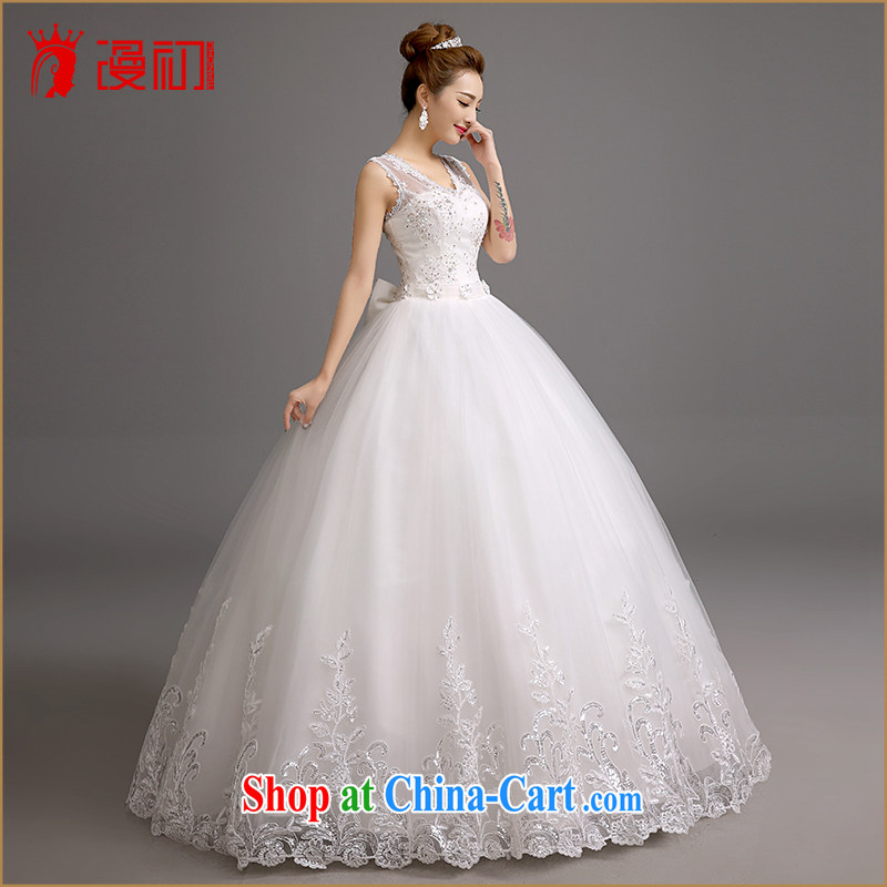 Early definition 2015 new wedding dresses Korean double-shoulder V for wedding dresses on-Chip Graphics thin with shaggy dress wedding white XL codes, early definition, shopping on the Internet