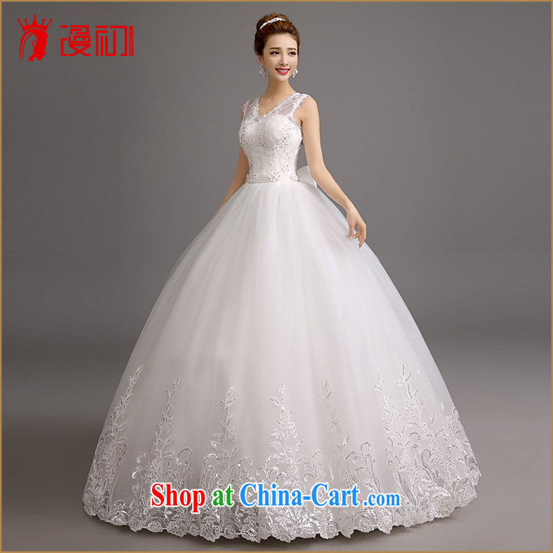 Early definition 2015 new wedding dresses Korean double-shoulder V for wedding dresses on-Chip Graphics thin with shaggy dress wedding white XL codes, early definition, shopping on the Internet