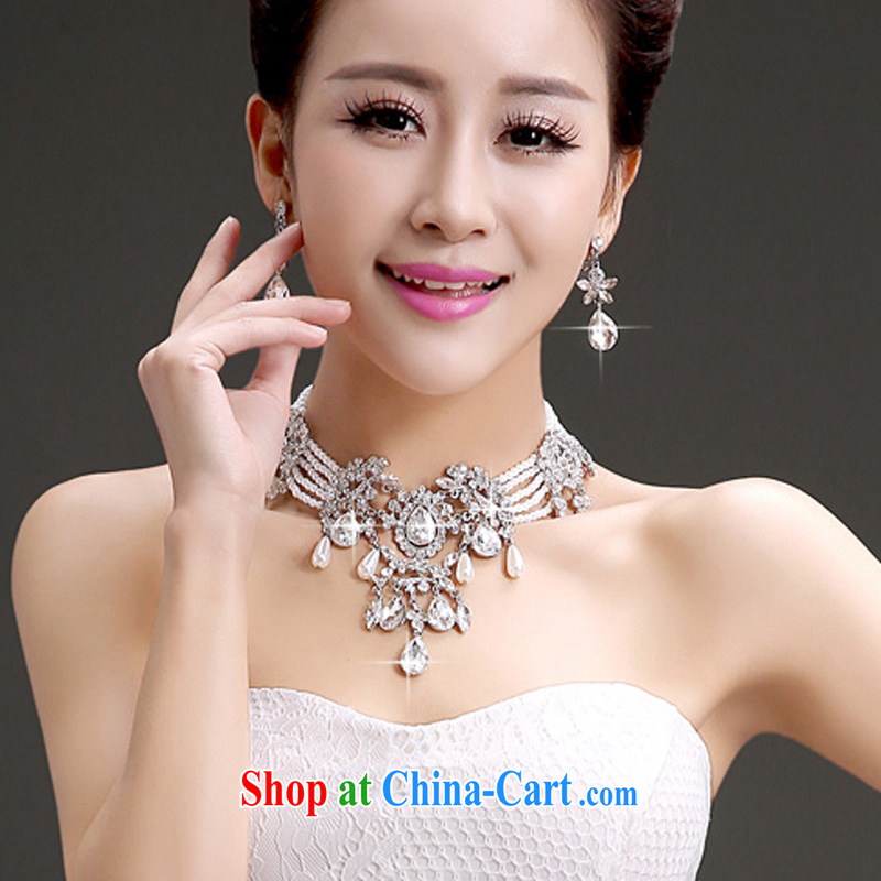 (Quakers) estimated 2015 new bridal wedding dresses accessories Korean bridal head-dress-trim Crown necklace earrings 3 piece bridal jewelry shadow floor wedding 3 piece set, and friends (LANYI), shopping on the Internet
