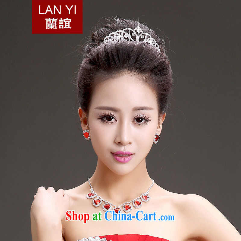 Friends, bridal wedding dresses accessories Korean version of Crown necklace earrings jewelry Korean-style water drilling hair accessories 3 piece set