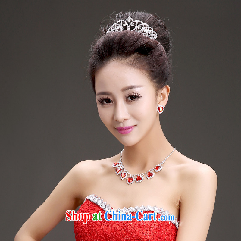 (Quakers, bride wedding dresses accessories Korean version of Crown necklace earrings jewelry Korean-style water drill the trim 3 piece set, and friends (LANYI), shopping on the Internet
