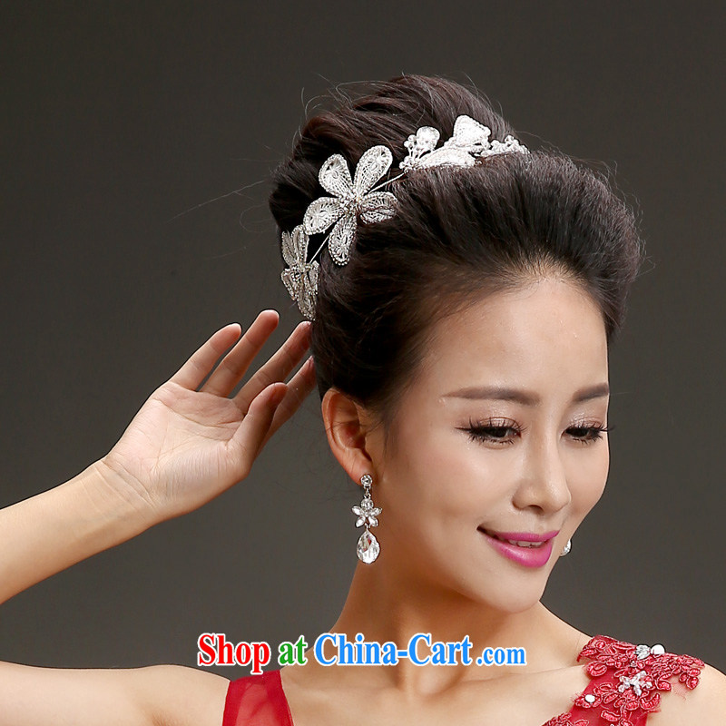 (Quakers, bride wedding dresses accessories Korean head-dress Crown necklace earrings 3 piece high water drilling jewelry and ornaments, and friends (LANYI), online shopping