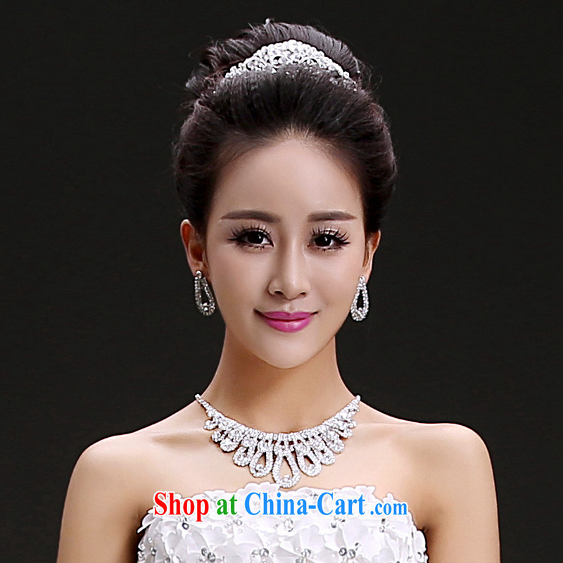 (Quakers, bride wedding dresses accessories bridal headdress Crown necklace earrings 3-Piece Korean water drilling bridal jewelry necklaces, earrings, Yi (LANYI), online shopping
